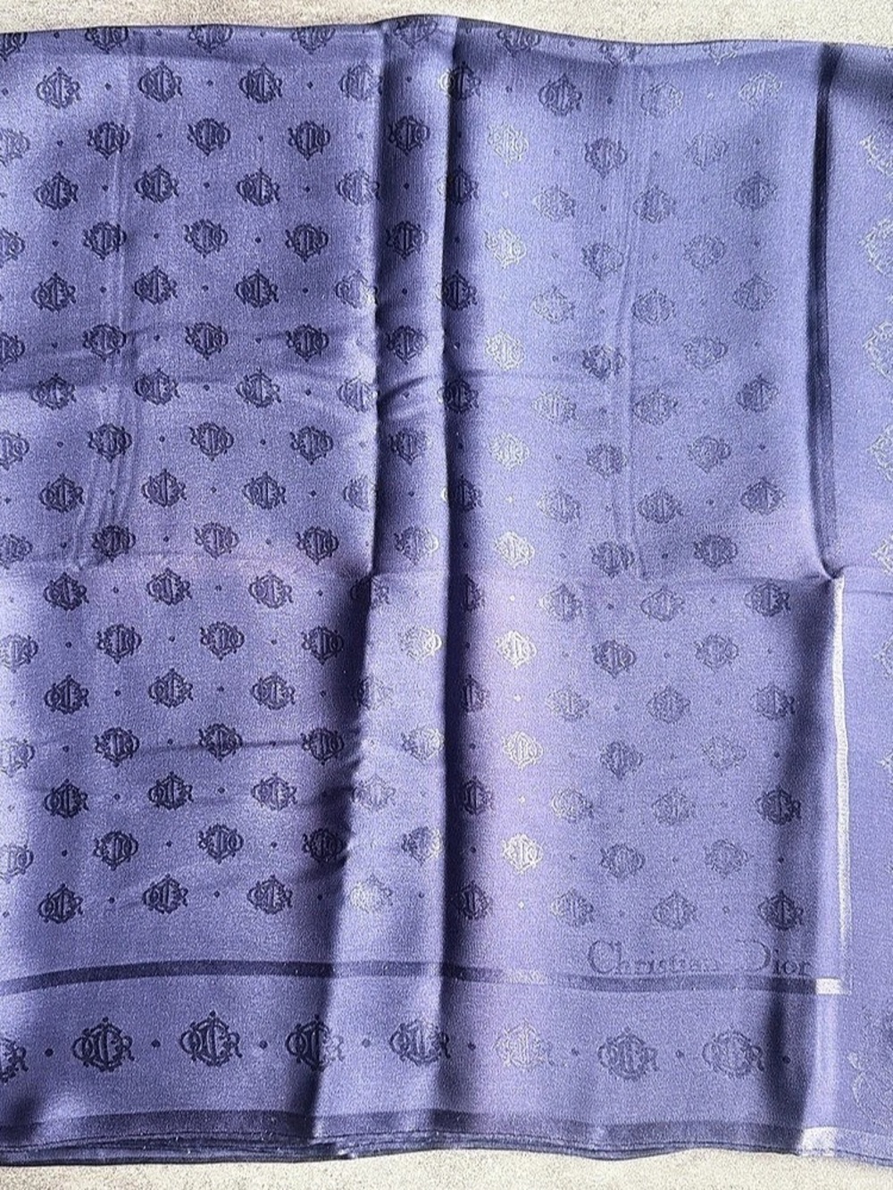 Christian Dior Vintage CD Monogram Silk Scarf Purple